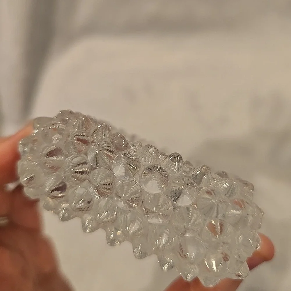 2 Vintage Fenton Hobnail Glass Square Votive Candle Holders‎